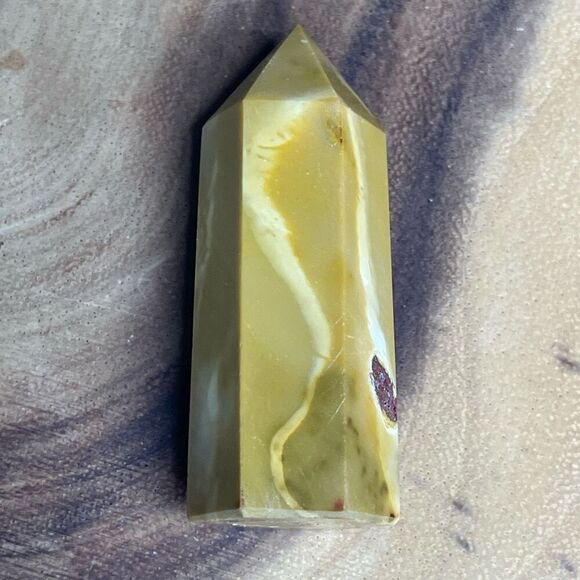 Mookaite jasper tower 6-sided yellow white druzy, anxiety helper - Picture 3 of 11